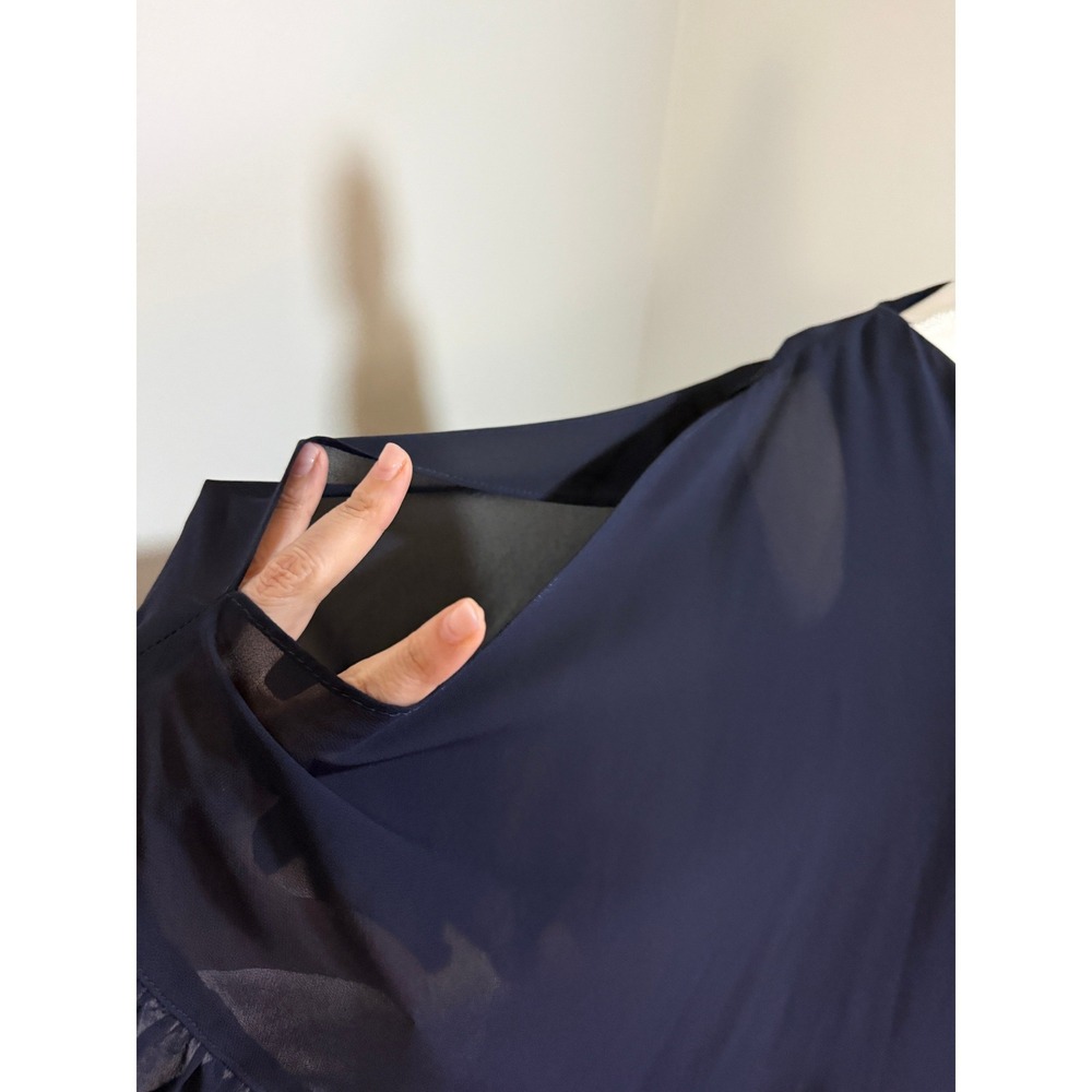 Joseph Ribkoff Cocktail Dress Womens 14 Navy Blue Asymmetrical Ruffle 171246 - Picture 3 of 10